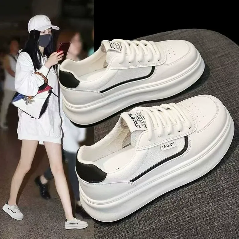 厚底小白鞋女2025年春季新款百搭显脚小轻便爆款超火运动板鞋 图片 3