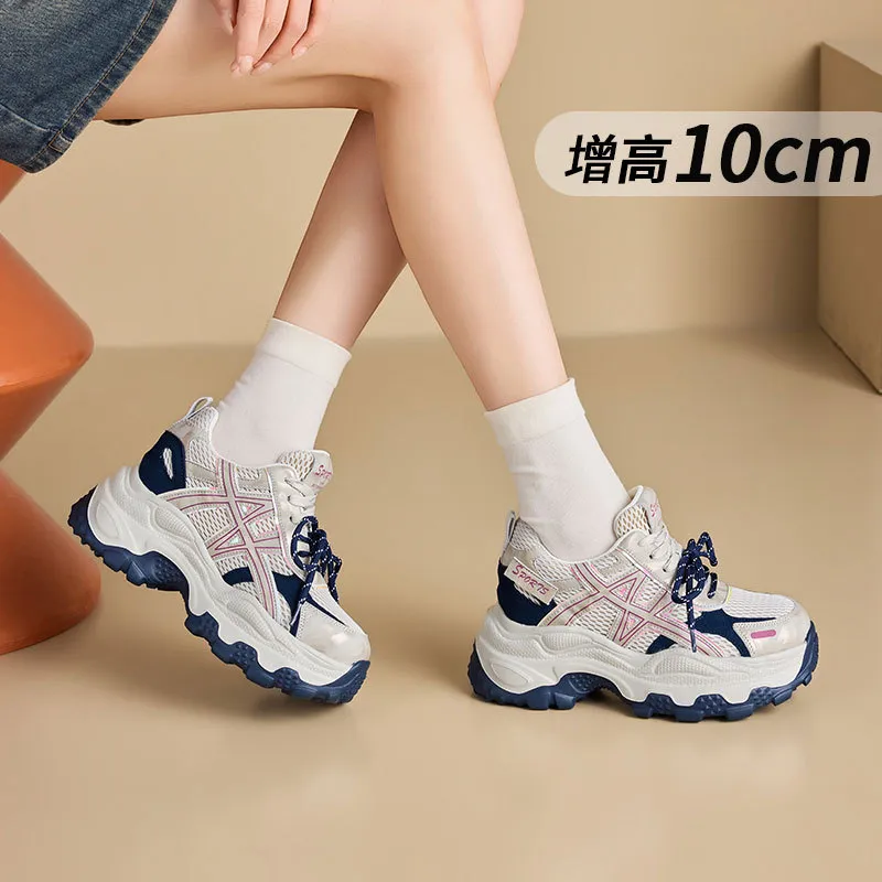2026春季新款内增高10cm松糕厚底老爹鞋女鞋休闲潮酷运动风女鞋子 图片 3