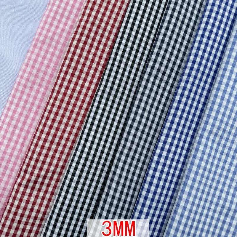 涤纶色织格 3MM朝阳格面料 衬衫服装箱包里布口袋布 梭织格子布料