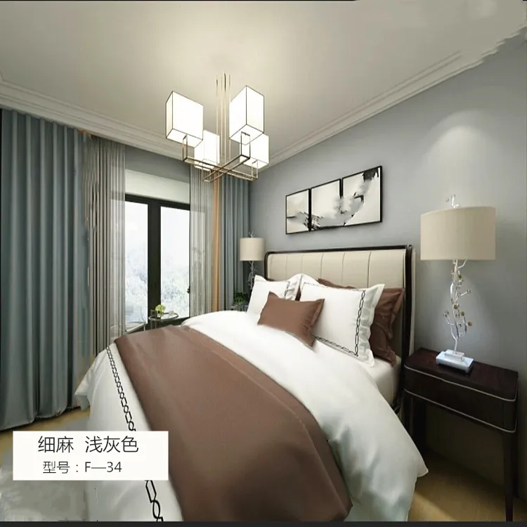 加厚亚麻墙布无缝全屋轻奢风背景墙壁布酒店工程环保墙布厂家批发 图片 2