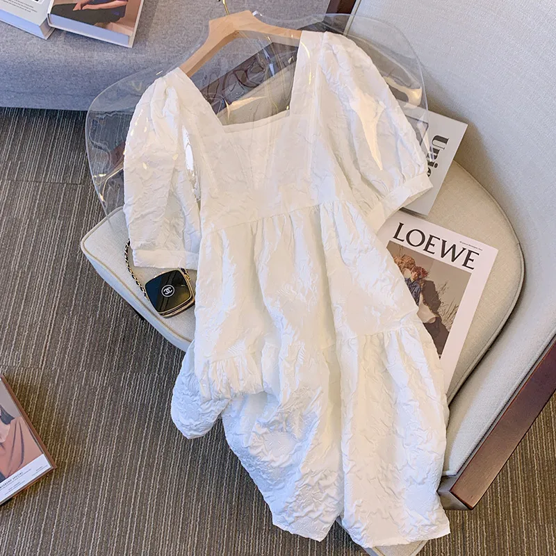 清仓捡漏品牌专柜商场撤回剪标女装夏季初恋法式高级感方领连衣裙 图片 2