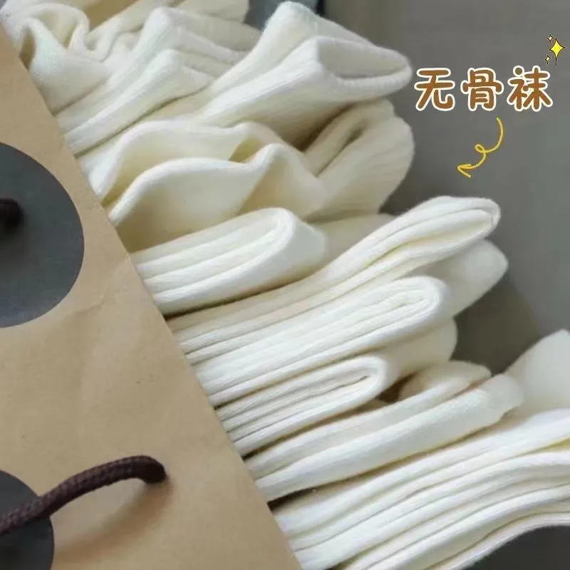 清仓月子袜白色堆堆袜春秋无骨袜ins日系学院风中筒袜批发 图片 3