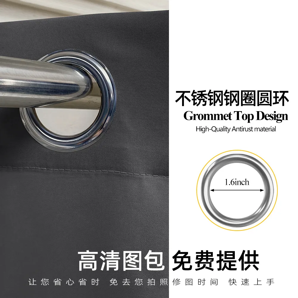美客多热销春亚纺单复合成品窗帘防水防晒跨境全遮光窗帘现货批发 图片 4