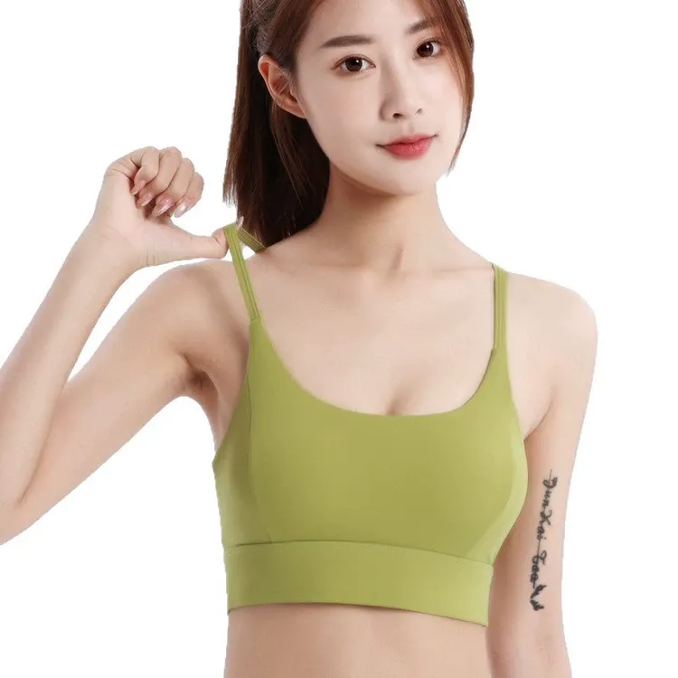 普拉提瑜伽背心女防震聚拢lulu运动文胸带胸垫跑步健身服lulu背心 图片 5