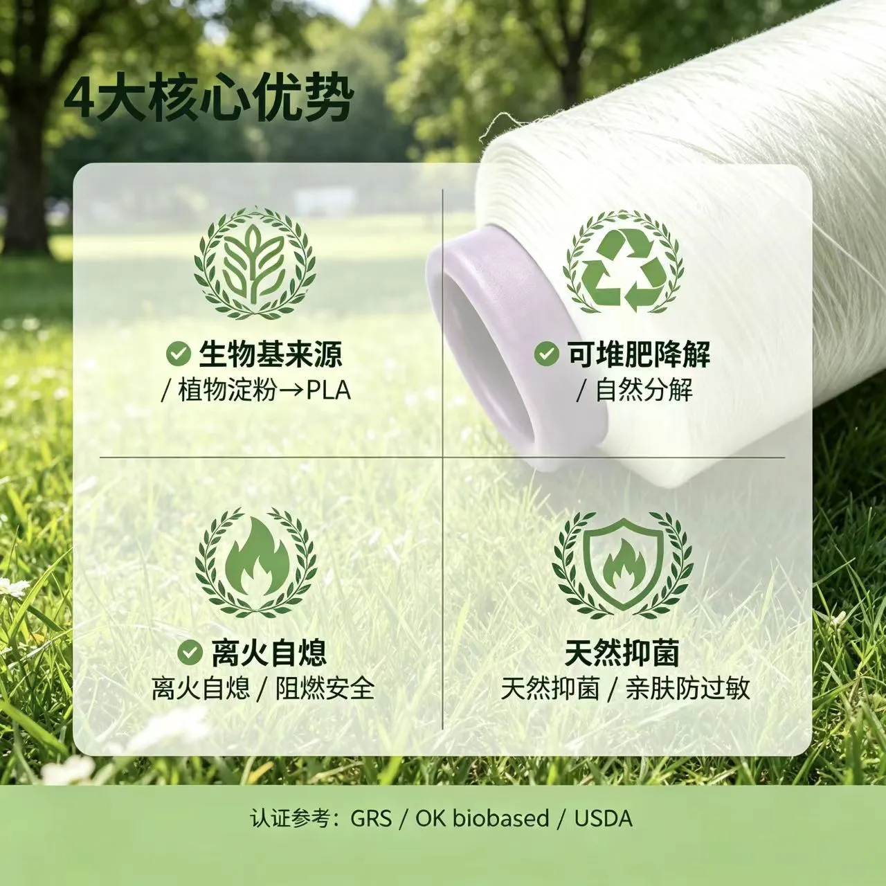 源头工厂PLA聚乳酸 DTY玉米纤维丝 针织梭织内衣家纺环保纺纱原料 图片 3