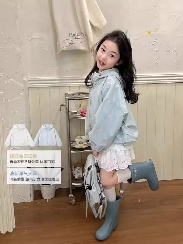 女童韩版薄款风衣外套2026春装新款百搭休闲连帽防晒冲锋衣潮洋气