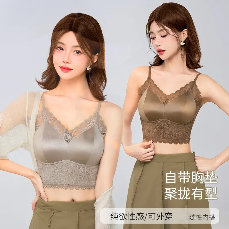 美背文胸一体吊带透气无钢圈固定杯内衣防下垂防外扩女士薄款美背