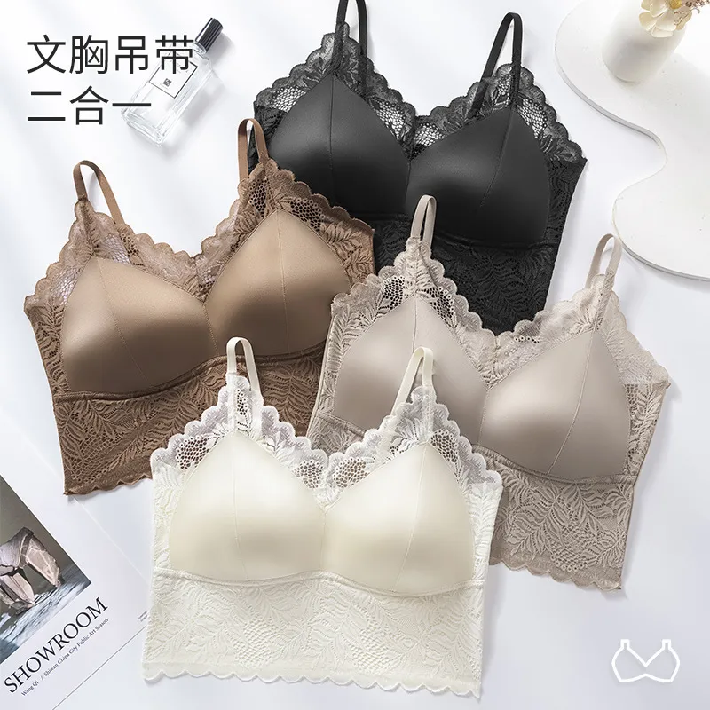 美背文胸一体吊带透气无钢圈固定杯内衣防下垂防外扩女士薄款美背 图片 4