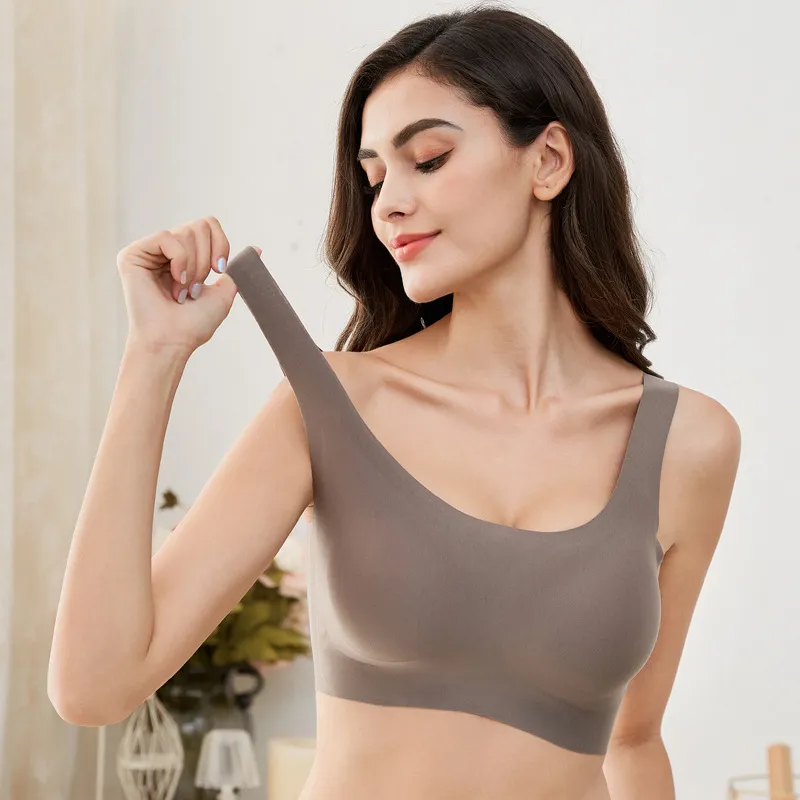 同款bra无钢圈背心式文胸无痕冰丝乳罩内衣女士性感胸罩聚拢