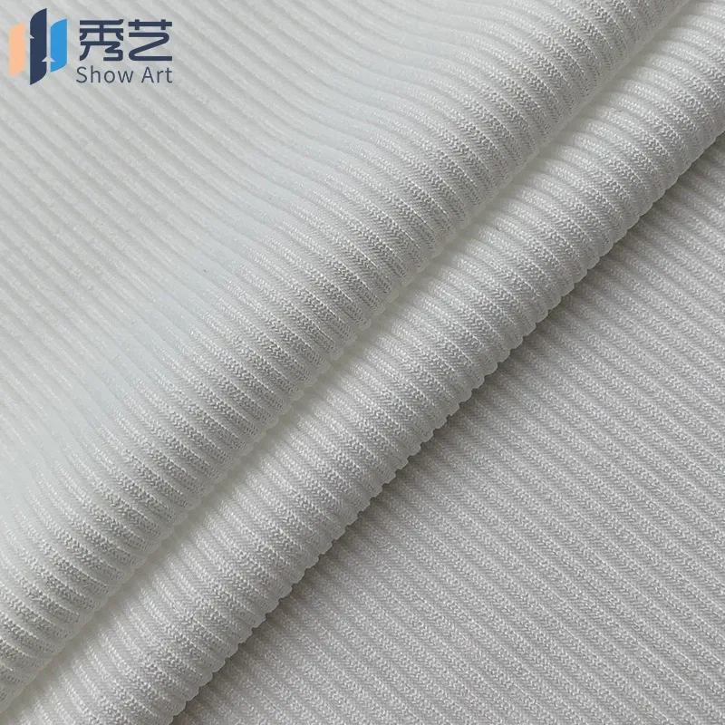 2X2牛奶丝坑条250g针织弹力面料罗纹固色黑涤氨 图片 4