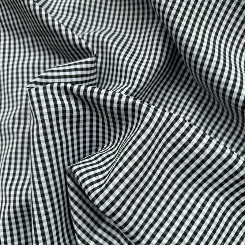 涤纶色织格 3MM朝阳格面料 衬衫服装箱包里布口袋布 梭织格子布料 图片 2