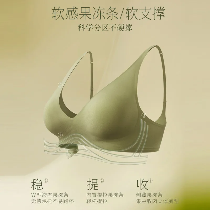 果冻条无痕内衣薄款小胸聚拢隐形贴合文胸厂女士无钢圈胸罩批发 图片 4