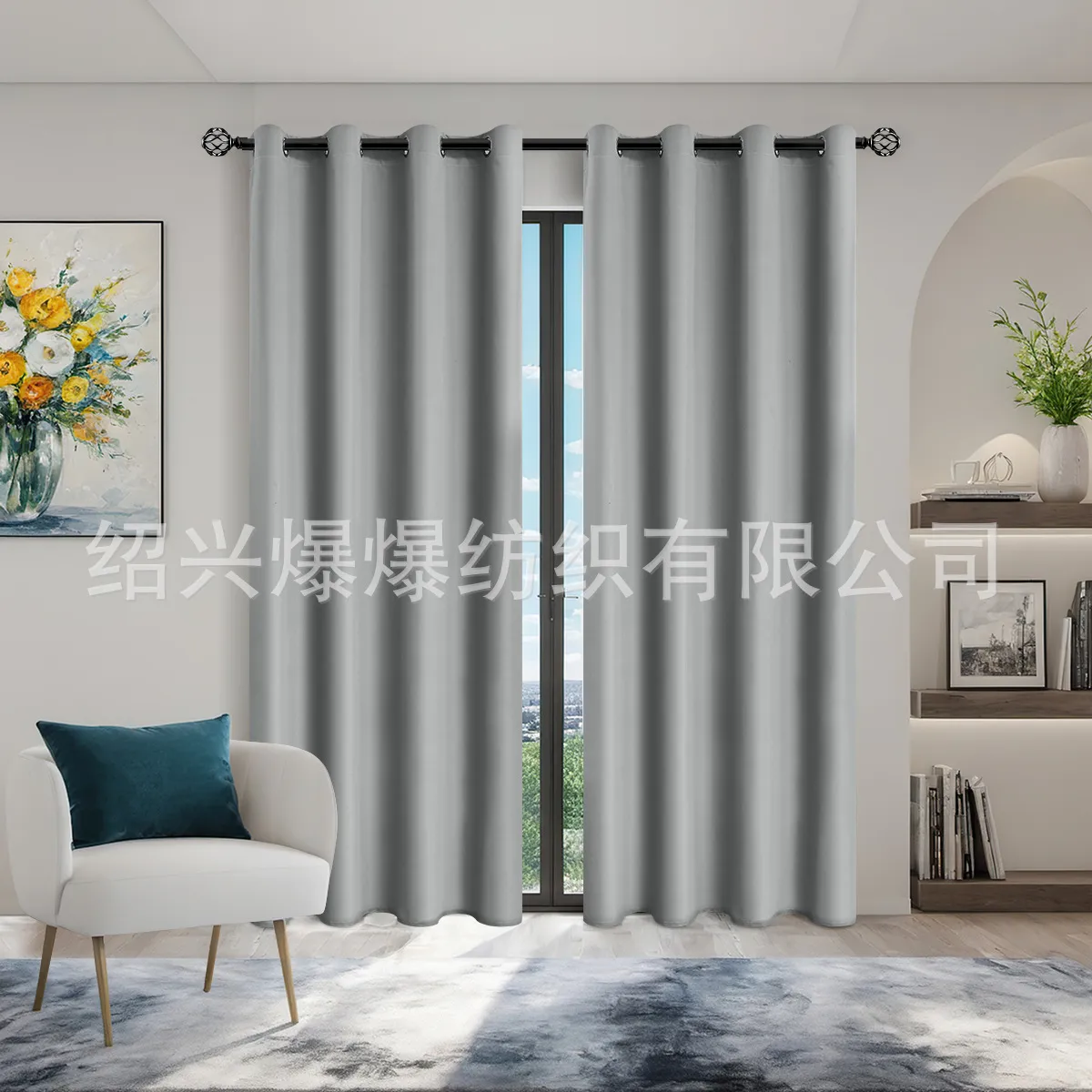 跨境热销春亚纺覆膜全遮光窗帘隔热防晒窗帘 TEMU速卖通现货代发 图片 3