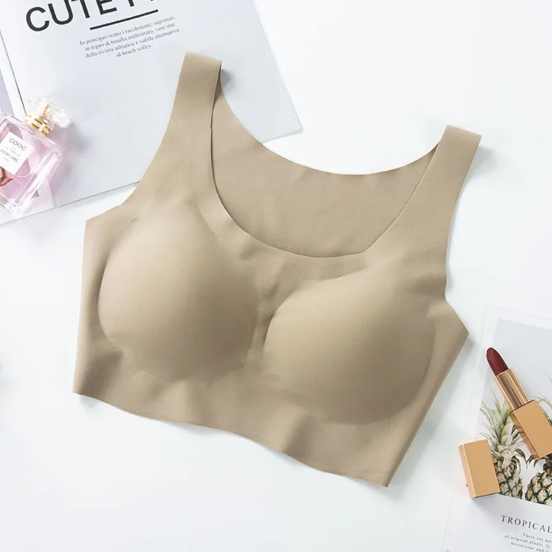 同款bra无钢圈背心式文胸无痕冰丝乳罩内衣女士性感胸罩聚拢 图片 3
