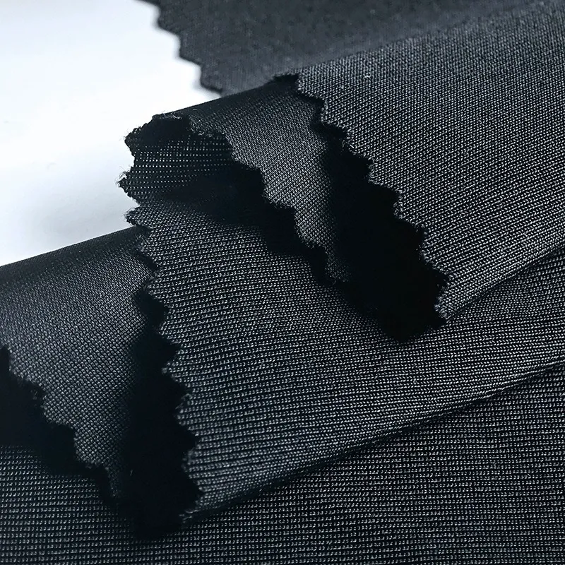 四面弹莱卡布泳装泳衣面料 涤纶半光弹力瑜伽服装黑色现货高色牢度 图片 3