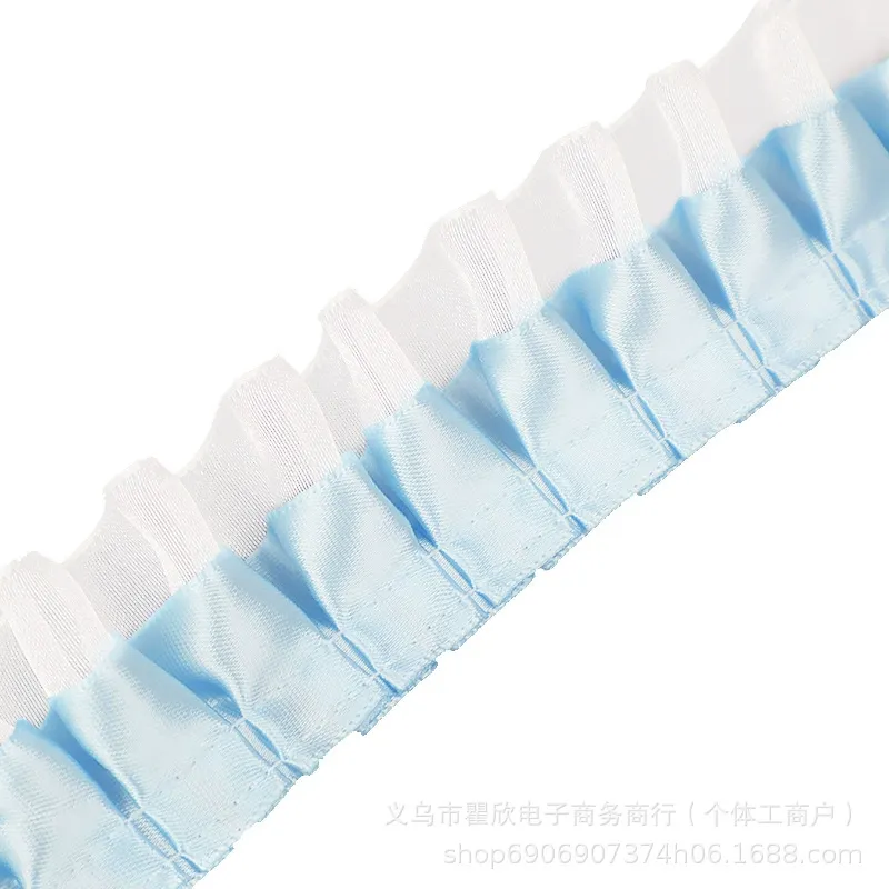 褶皱涤纶雪纺边双层4cm蕾丝花边服装辅料DIY手工扇子材料 图片 5