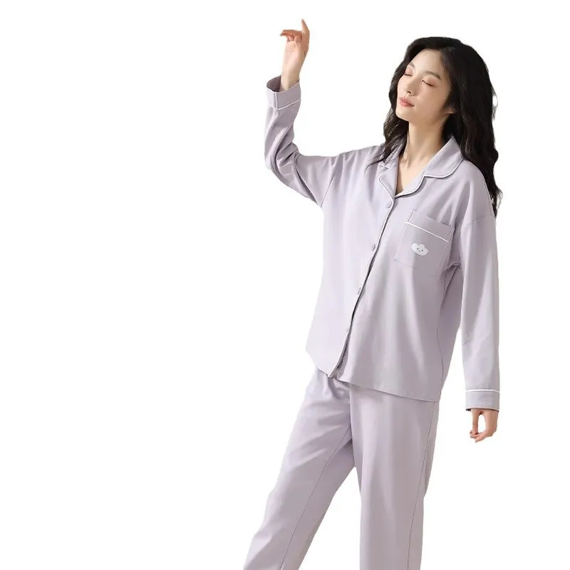 Loungewear跨境竹纤维家居服睡衣男女士春秋大码宽松长袖休闲套装 图片 4